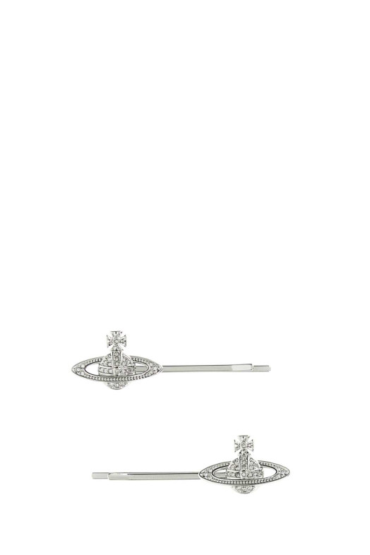 Silver metal Mini Bas Relief hair clips VIVIENNE WESTWOOD (6703001902P409)