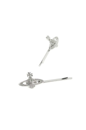 Silver metal Mini Bas Relief hair clips VIVIENNE WESTWOOD (6703001902P409)
