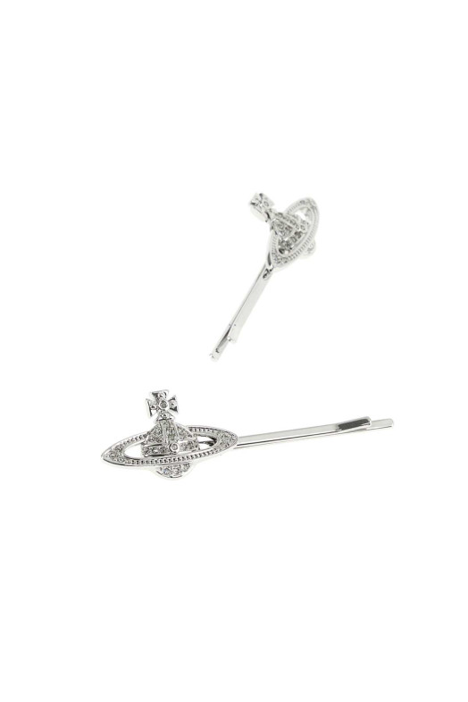 Silver metal Mini Bas Relief hair clips VIVIENNE WESTWOOD (6703001902P409)