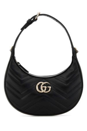 Black leather small GG Marmont  shoulder bag Black GUCCI (699514AAET8)
