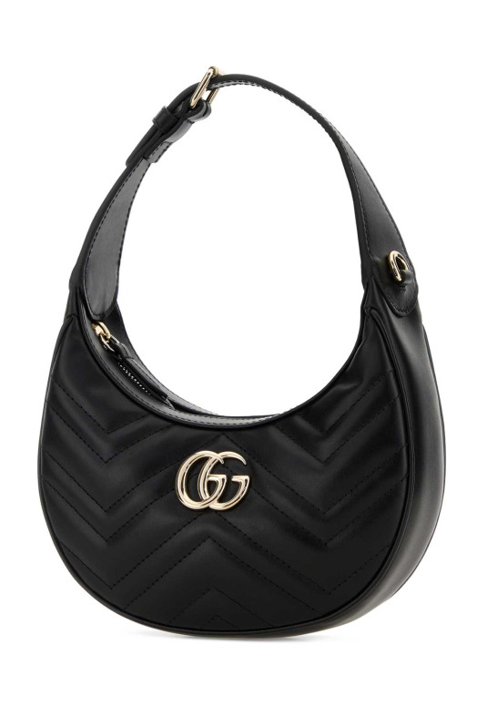 Black leather small GG Marmont  shoulder bag Black GUCCI (699514AAET8)