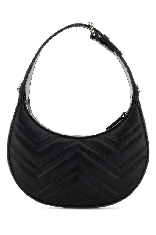 Black leather small GG Marmont  shoulder bag Black GUCCI (699514AAET8)