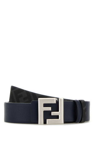 Navy blue leather Squared FF reversible belt FENDI (7C0541ASIW)