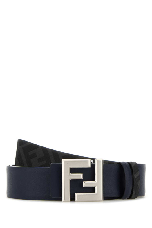 Navy blue leather Squared FF reversible belt FENDI (7C0541ASIW)