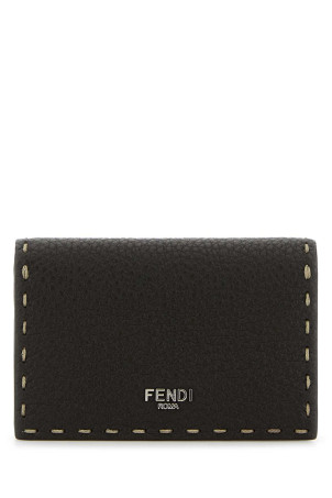 Dark brown leather Selleria card holder FENDI (7M0222AP3C)