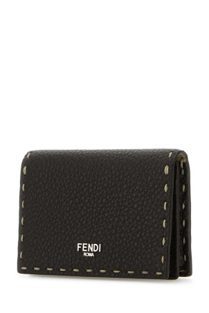 Dark brown leather Selleria card holder FENDI (7M0222AP3C)