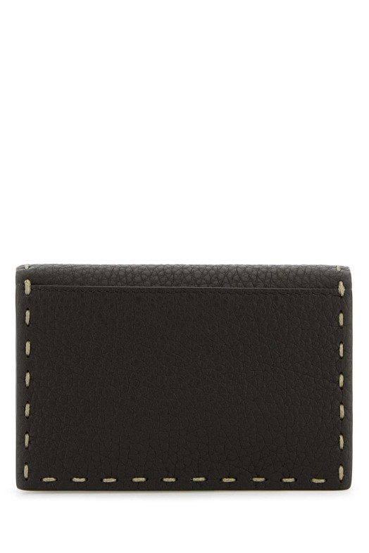 Dark brown leather Selleria card holder FENDI (7M0222AP3C)