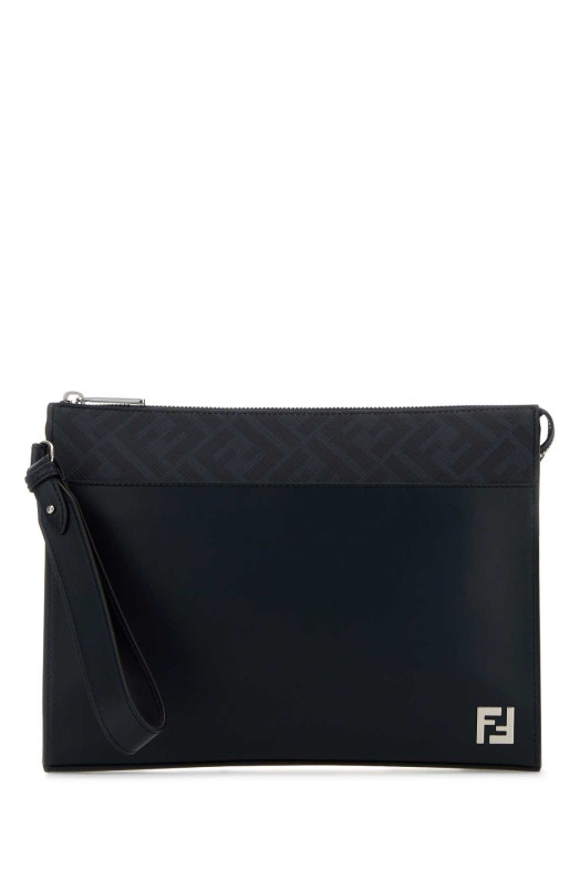 Midnight blue leather Squared FF clutch FENDI (7VA491AV83)