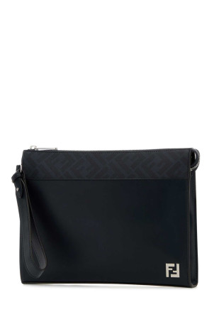 Midnight blue leather Squared FF clutch FENDI (7VA491AV83)