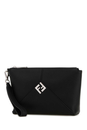 Black leather clutch Black FENDI (7VA679ASIH)