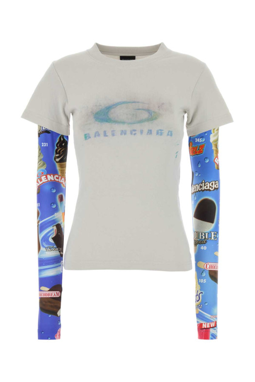 Light grey cotton t-shirt BALENCIAGA (809262TTVN7)