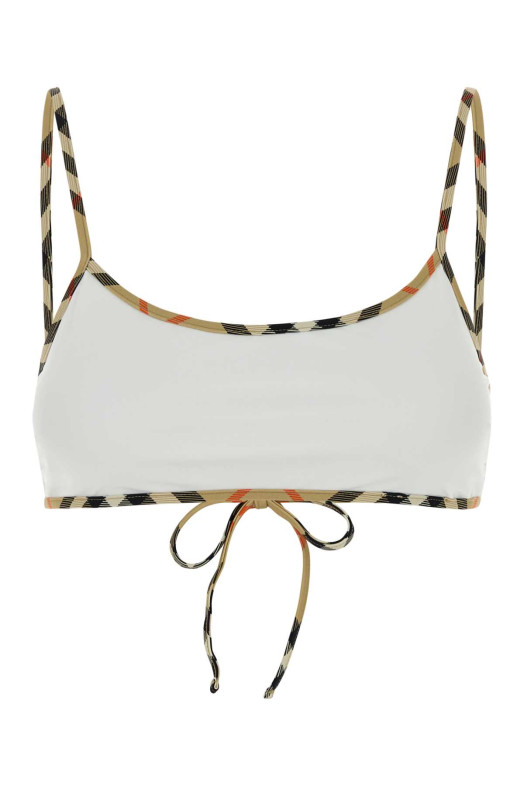 White stretch nylon bikini top White BURBERRY (8118814)