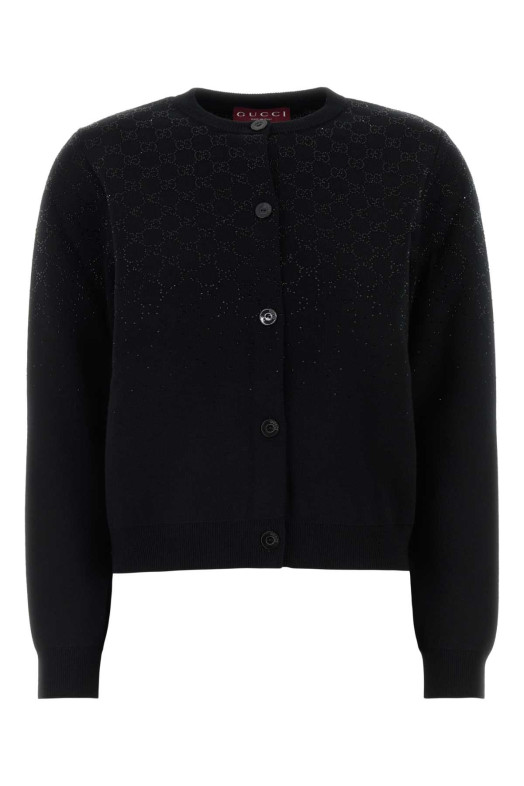 Black wool blend cardigan GUCCI (813850XKFB3)