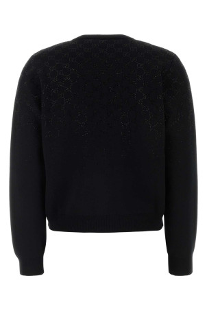 Black wool blend cardigan GUCCI (813850XKFB3)