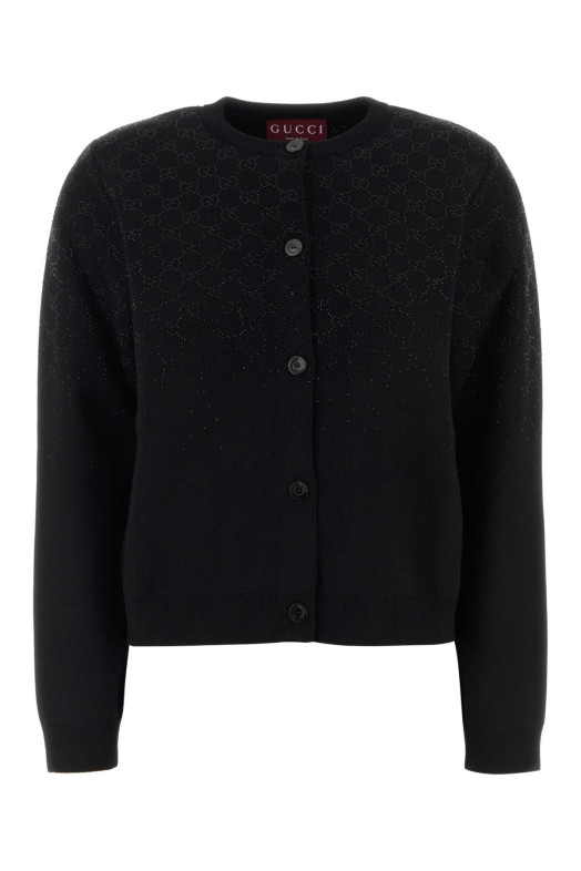 Black wool blend cardigan GUCCI (813850XKFB3)