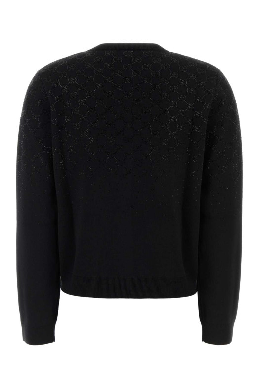 Black wool blend cardigan GUCCI (813850XKFB3)