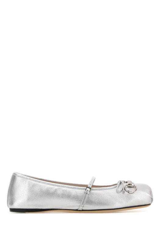 Silver leather ballerinas GUCCI (8144130MW00)