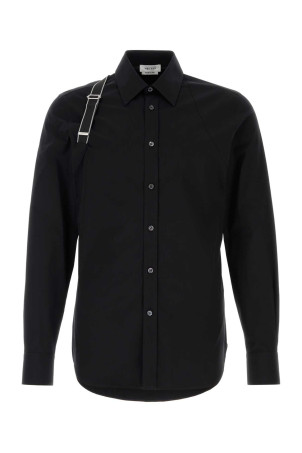 Black stretch poplin shirt White ALEXANDER MCQUEEN (828170QNAAB)