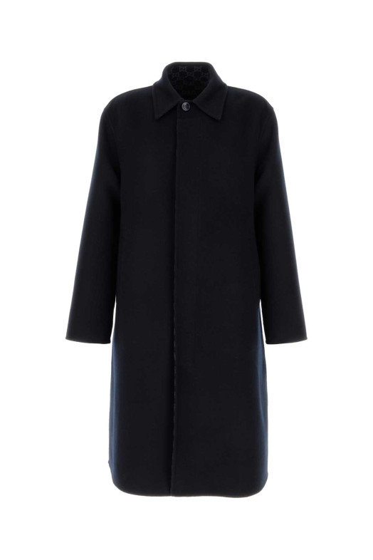 Navy blue wool blend coat GUCCI (846632ZASZE)