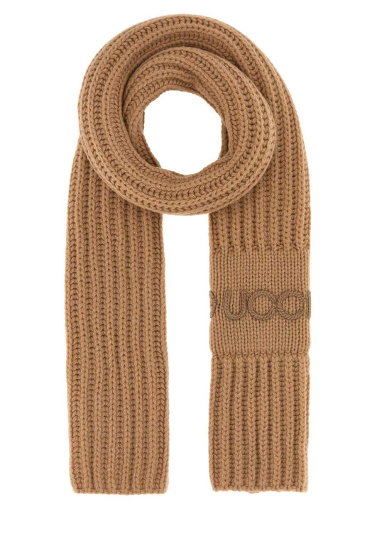 Camel wool blend scarf GUCCI (8531663GB02)