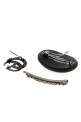 Black leather and metal hair clips set Black GUCCI (8550603HBH5)