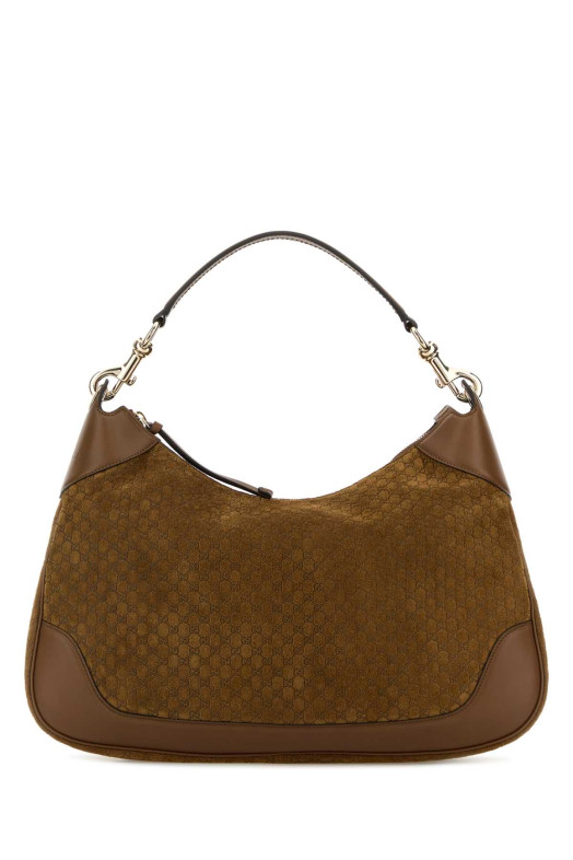Brown suede medium Gucci B shoulder bag GUCCI (855251AAEE7)
