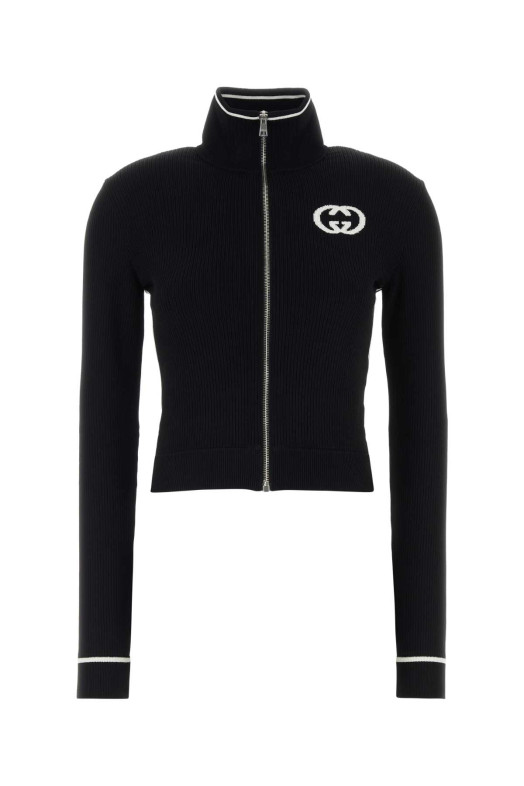 Black viscose blend cardigan GUCCI (856220XKFCZ)