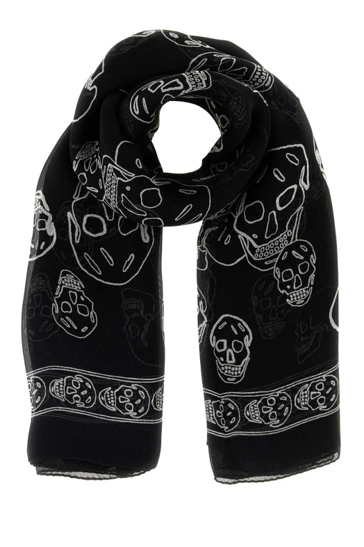 Printed chiffon foulard Black and white ALEXANDER MCQUEEN (8575553052Q)