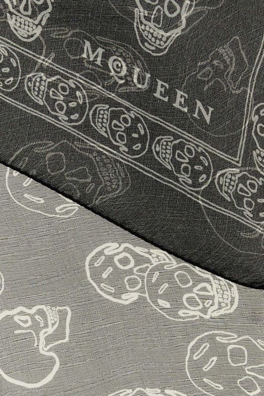 Printed chiffon foulard Black and white ALEXANDER MCQUEEN (8575553052Q)