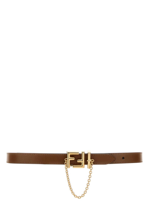 Brown leather reversible FF belt FENDI (8C0761ASUO)