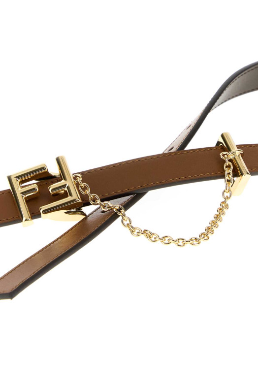 Brown leather reversible FF belt FENDI (8C0761ASUO)