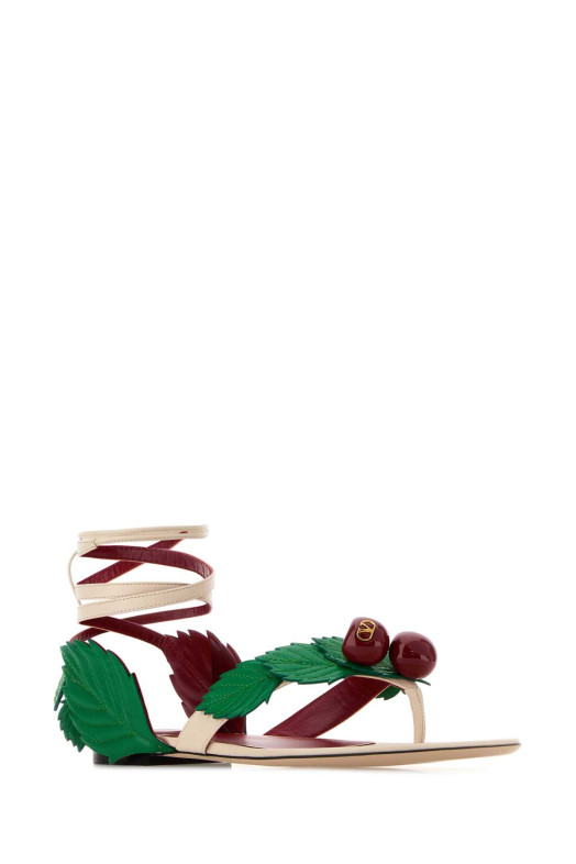 Ivory leather Cherryfic thong sandals VALENTINO GARAVANI (8W2S0NX9TGE)