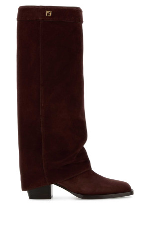 Burgundy suede Minerva boots FENDI (8W8566QK9)