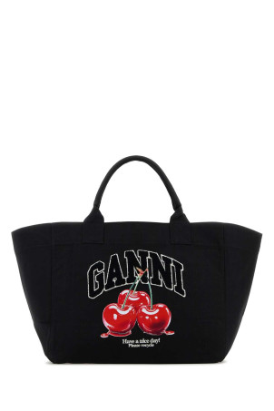 Black canvas shopping bag GANNI (B2110037)
