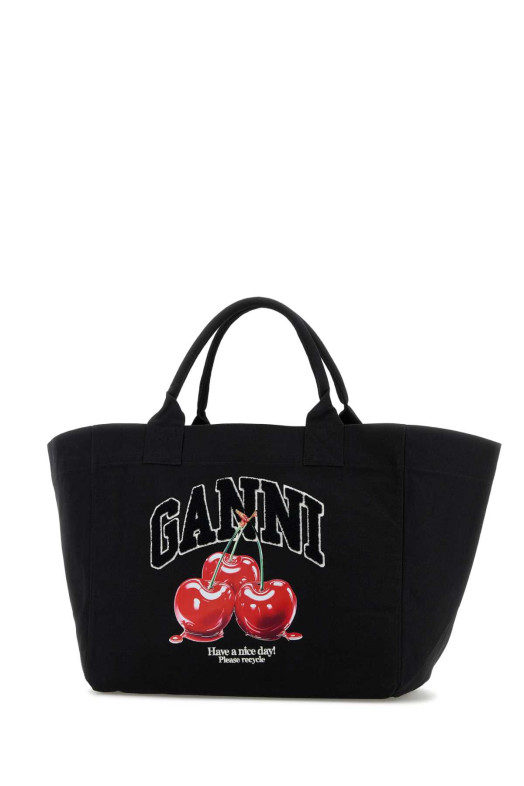 Black canvas shopping bag GANNI (B2110037)