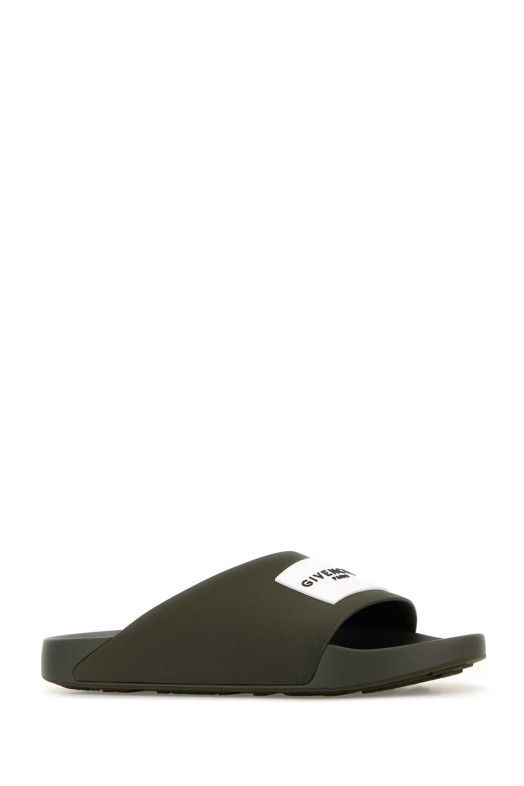 Army green rubber Label slippers GIVENCHY (BH302MH1XL)