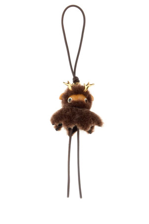Brown shearling and metal Fawnie keyring Brown LOEWE (C621232XR5)