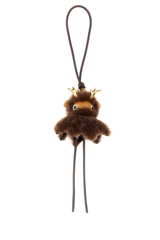 Brown shearling and metal Fawnie keyring Brown LOEWE (C621232XR5)