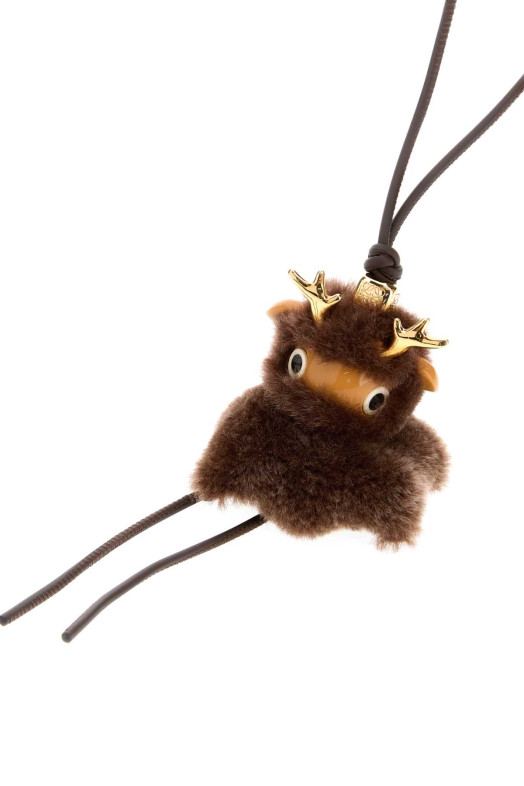 Brown shearling and metal Fawnie keyring Brown LOEWE (C621232XR5)