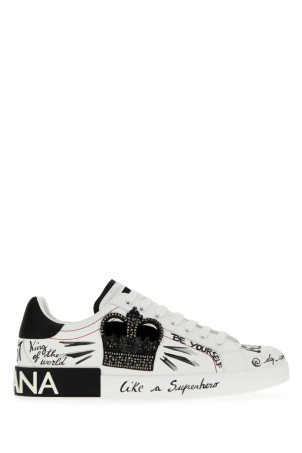 White leather sneakers White/Black DOLCE & GABBANA (CS1760A9AG1)