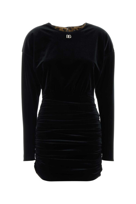 Black velvet mini dress Black DOLCE & GABBANA (F6Z9VTFUWEG)