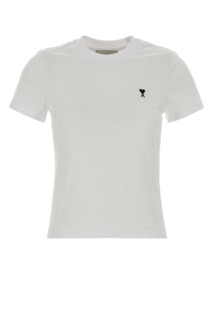 White cotton t-shirt White AMI (FTS347724)