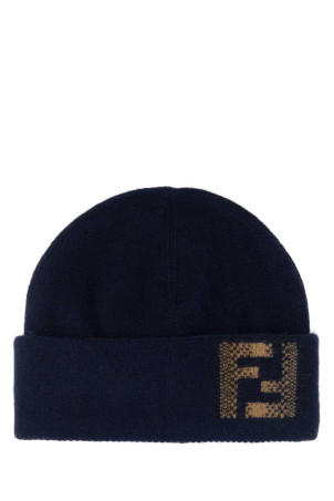 Midnight blue wool blend beanie hat FENDI (FXQ335ATQD)