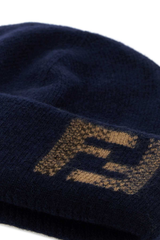 Midnight blue wool blend beanie hat FENDI (FXQ335ATQD)