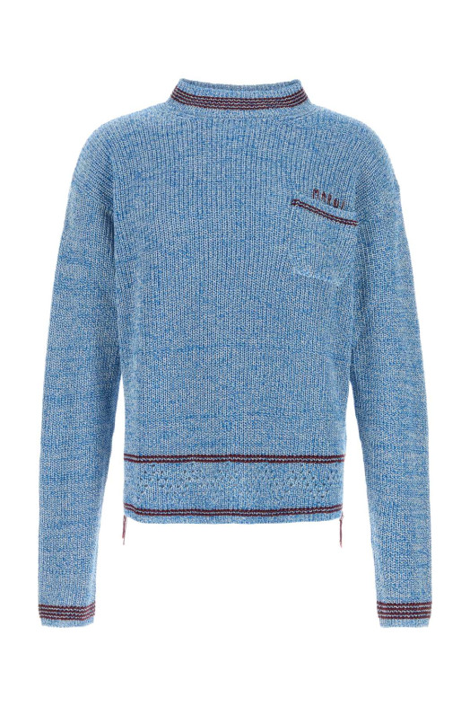 Melange light blue cotton sweater MARNI (GCMG0483Q0UFC601)