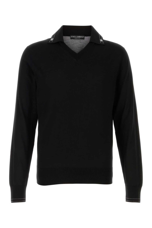 Black silk polo shirt Black DOLCE & GABBANA (GXZBATJBSOI)