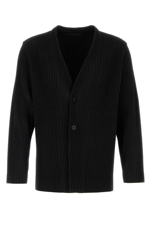 Black polyester cardigan HOMME PLISSE' ISSEY MIYAKE (HP58JD155)