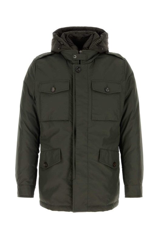 Dark brown polyester down jacket Green MOORER (ISACWK)