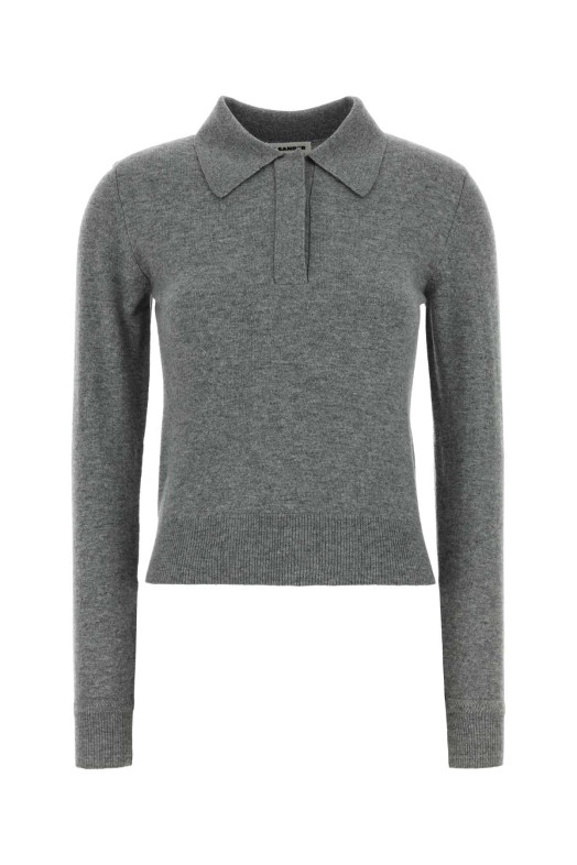 Grey wool polo shirt Beige JIL SANDER (J01GL0105J14827)