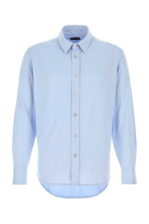Powder blue silk blend shirt TOM FORD (JBL014JMS026)